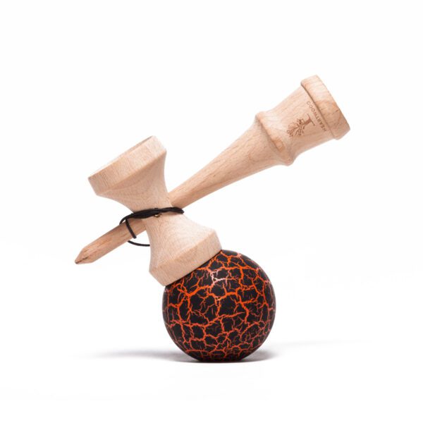 Heartwood Kendama Grunge Volcano Orange side
