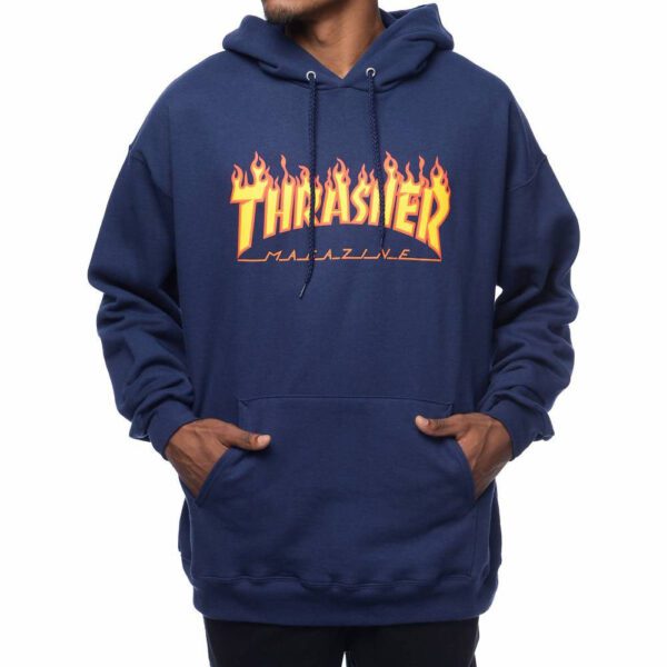 Thrasher Flame hood navy model