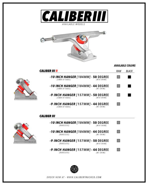 Caliber III Trucks SPEC Product List